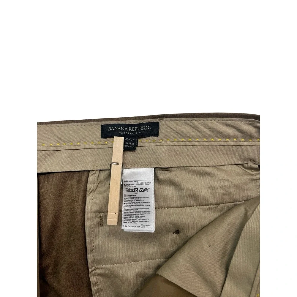 Banana Republic 40‎ Unhemmed Brown Marzotto Alta Flannel Wool Pants Trousers